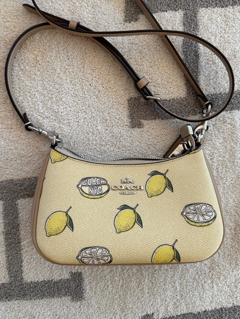 Coach Yellow Lemon Print Crossbody Bag